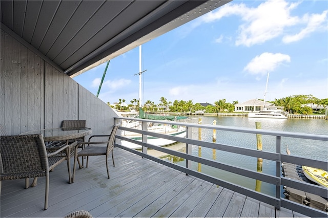 deck with a water view