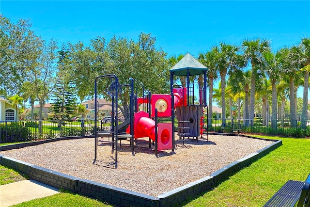 view of play area with a lawn