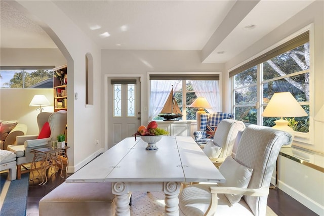 dining area featuring hardwood / wood-style flooring