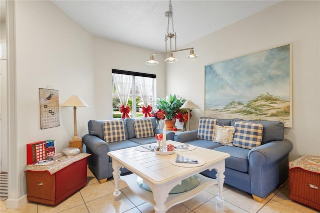 view of tiled living room