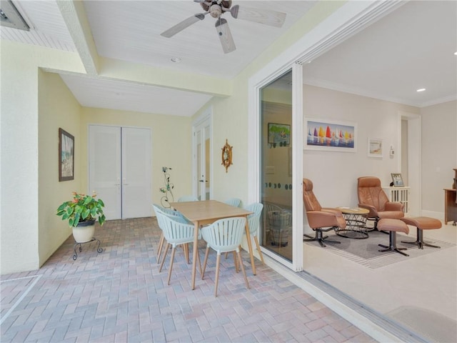 dining area featuring ceiling fan