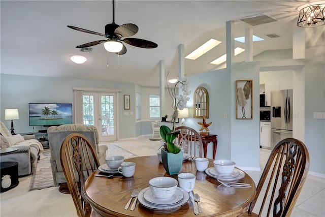 907 Starflower Ave, Sebastian, FL 32958 - dining space with lofted ceiling and ceiling fan