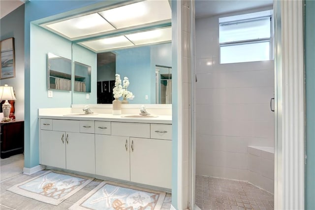 907 Starflower Ave, Sebastian, FL 32958 - full bath with double vanity and a shower stall