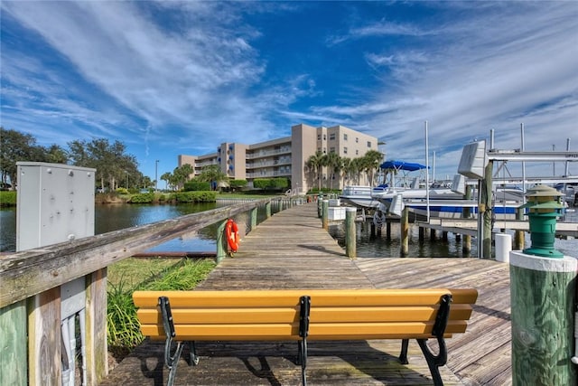 dock area featuring a water view