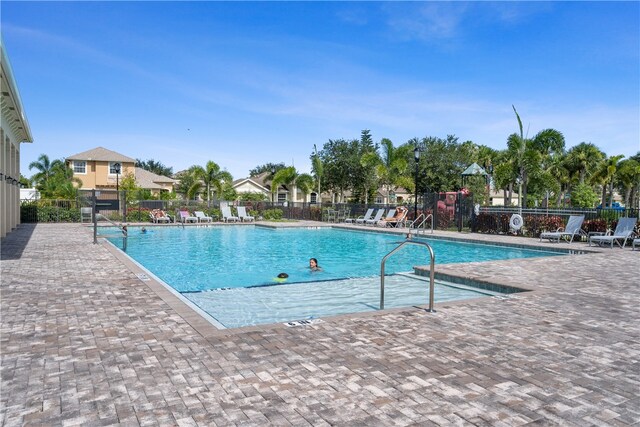 view of swimming pool featuring a patio