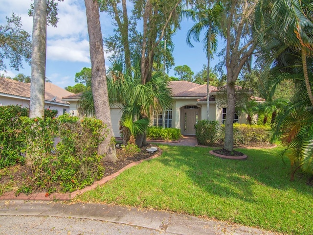 view of front facade with a front yard