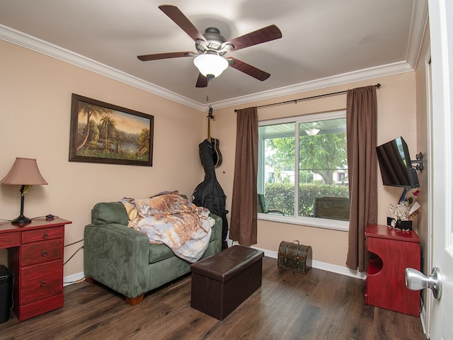 624 24th St SW, Vero Beach, FL 32962 - bedroom featuring crown molding, wood finished floors, and a ceiling fan
