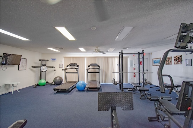 624 24th St SW, Vero Beach, FL 32962 - gym featuring a textured ceiling and ceiling fan