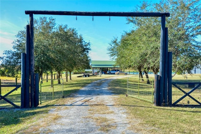 view of yard with a water view