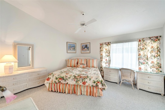 202 N Carmel Ct, Vero Beach, FL 32963 - bedroom with carpet, a ceiling fan, and lofted ceiling