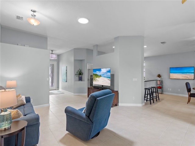 view of tiled living room