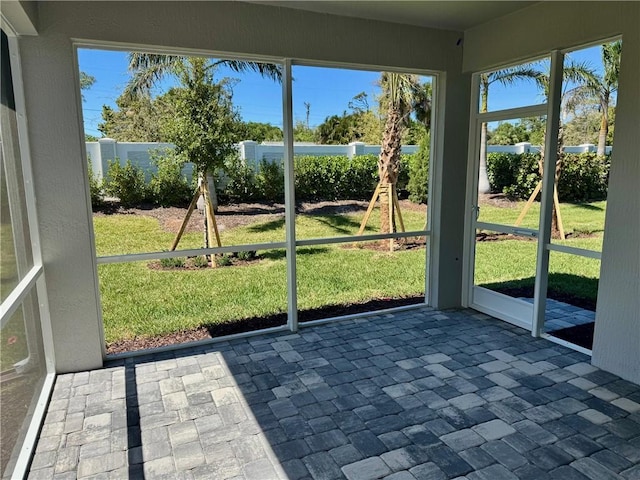 view of unfurnished sunroom