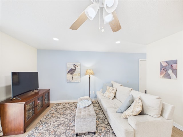 2297 Whiteside Ave SE, Palm Bay, FL 32909 - living area featuring recessed lighting, light wood finished floors, ceiling fan, and baseboards