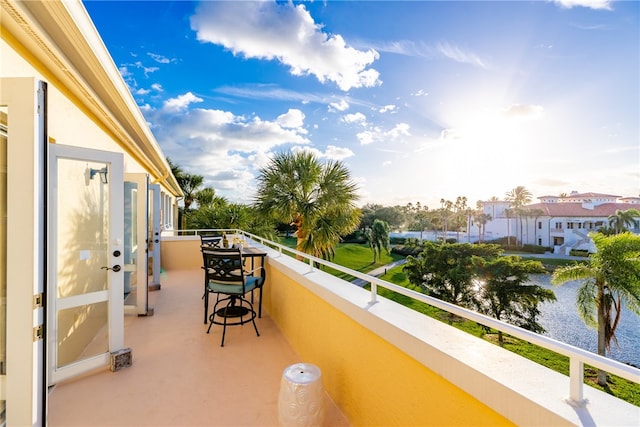 balcony with a water view