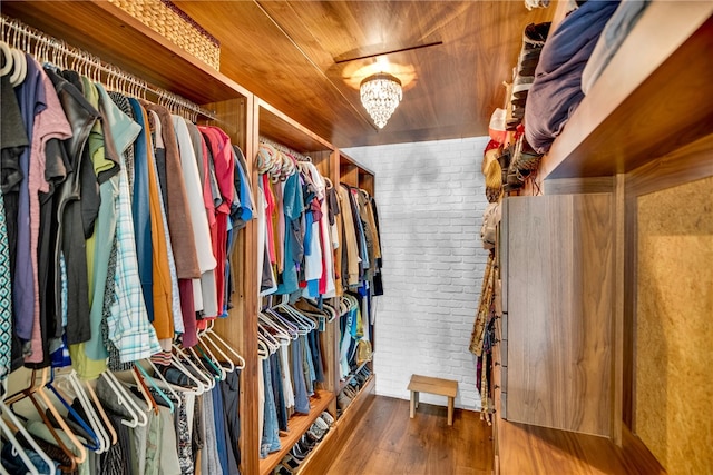 spacious closet featuring hardwood / wood-style flooring