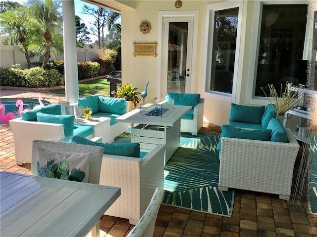 view of patio featuring an outdoor living space