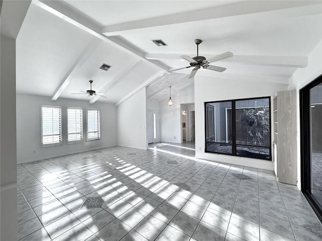 675 Colonial Dr, Vero Beach, FL 32962 - unfurnished living room featuring a ceiling fan and tile patterned flooring
