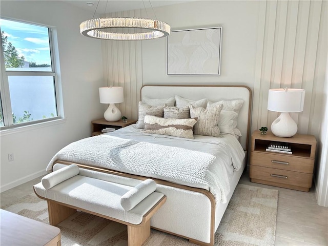 tiled bedroom with baseboards