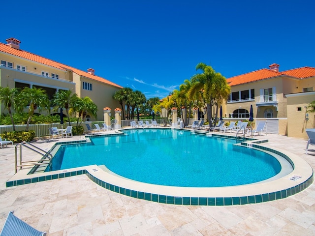 view of pool featuring a patio area