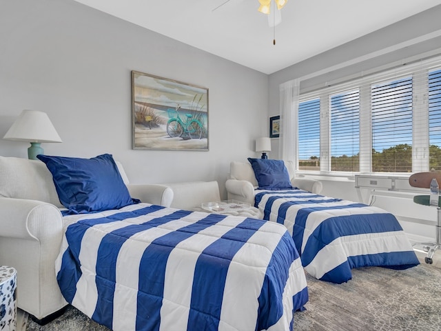 bedroom featuring ceiling fan