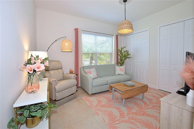 view of tiled living room