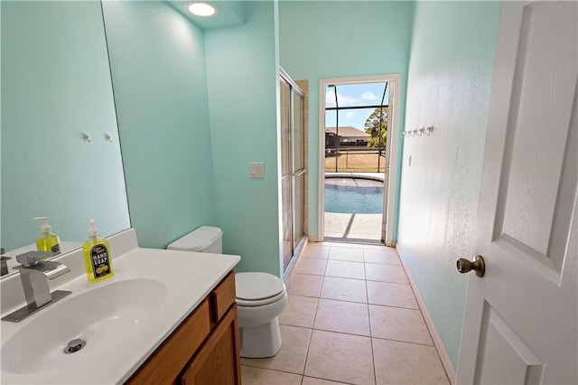 6029 Winfield Dr, Port St Lucie, FL 34986 - full bath featuring toilet, baseboards, a shower stall, and vanity