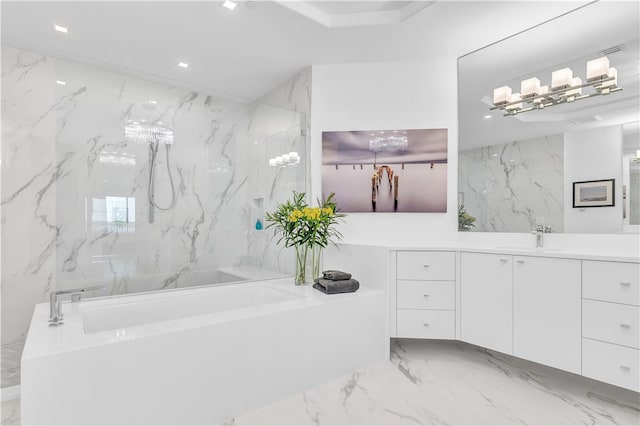 bathroom with a bath and vanity