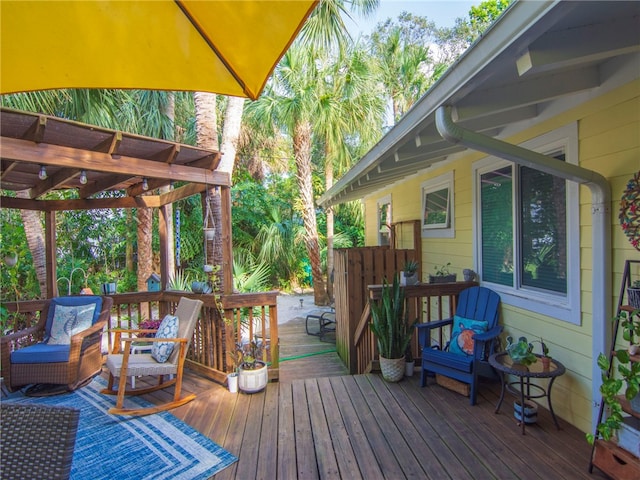 deck featuring a pergola