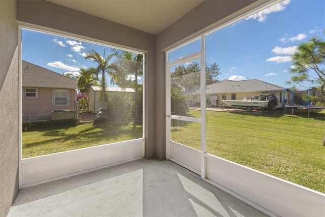 view of unfurnished sunroom