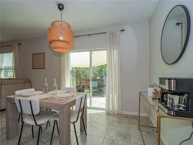 view of tiled dining room