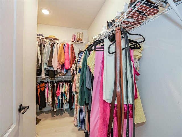 spacious closet with hardwood / wood-style floors