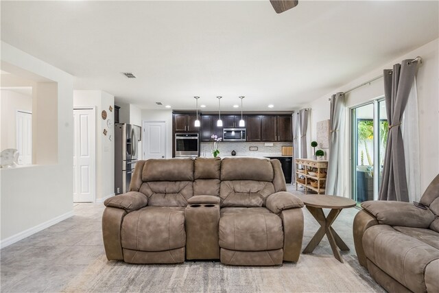 view of tiled living room