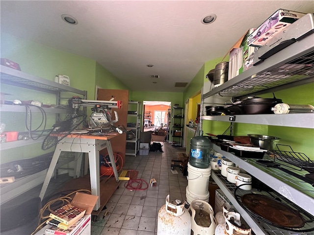 kitchen with light tile patterned floors