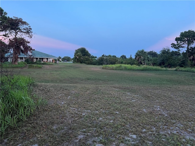 view of yard at dusk