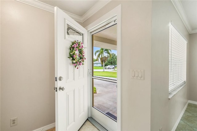 226 21st Ave, Vero Beach, FL 32962 - foyer entrance featuring ornamental molding and baseboards