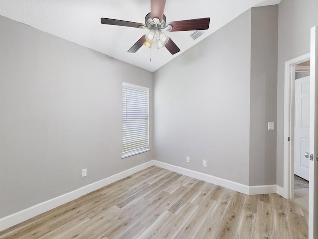 508 Calamondin Way SW, Vero Beach, FL 32968 - unfurnished room with baseboards, visible vents, ceiling fan, and light wood-style floors