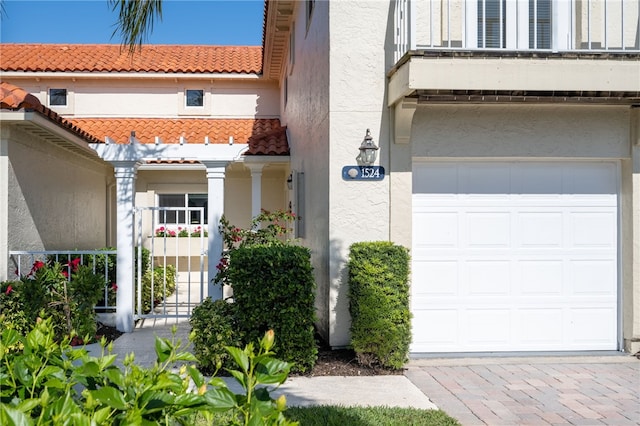 exterior space featuring a garage