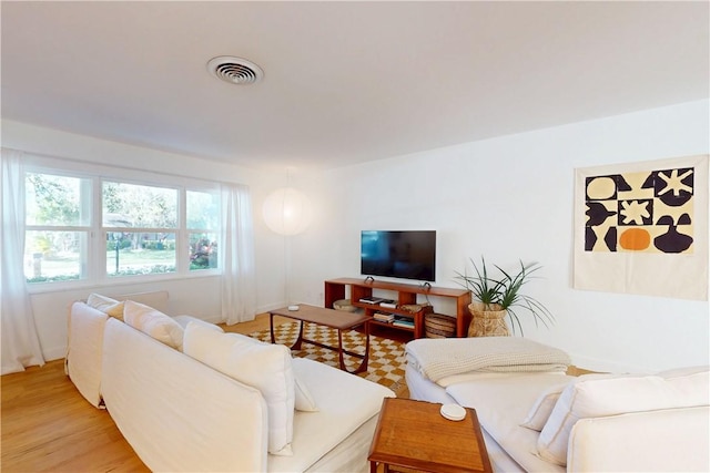 living room with hardwood / wood-style flooring