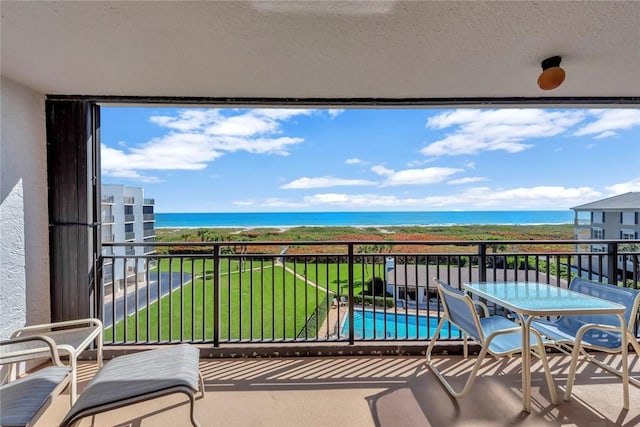 balcony with a water view