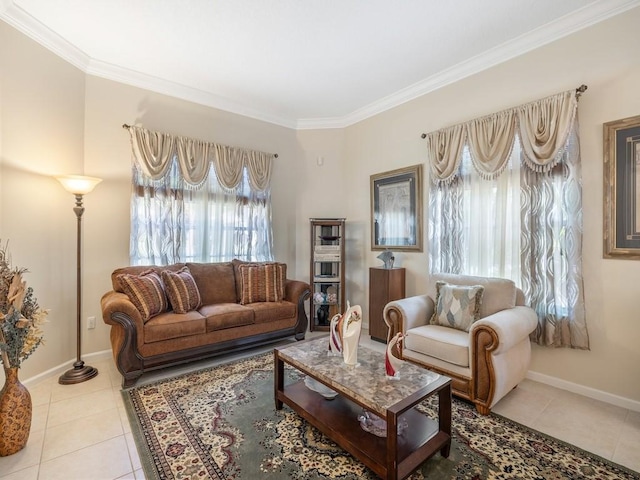 9535 E Maiden Ct, Vero Beach, FL 32963 - living room featuring crown molding and light tile patterned flooring