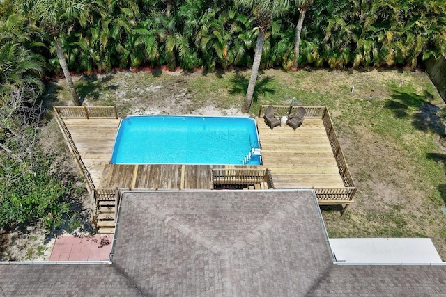 841 Carnation Dr, Sebastian, FL 32958 - outdoor pool with a deck and stairway
