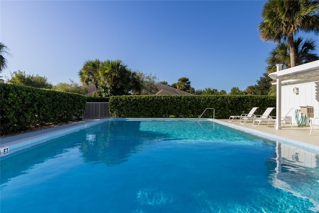 view of swimming pool with a patio area