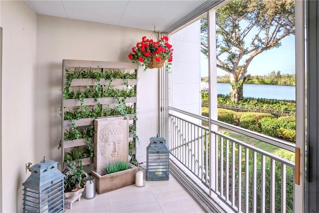 balcony with a water view