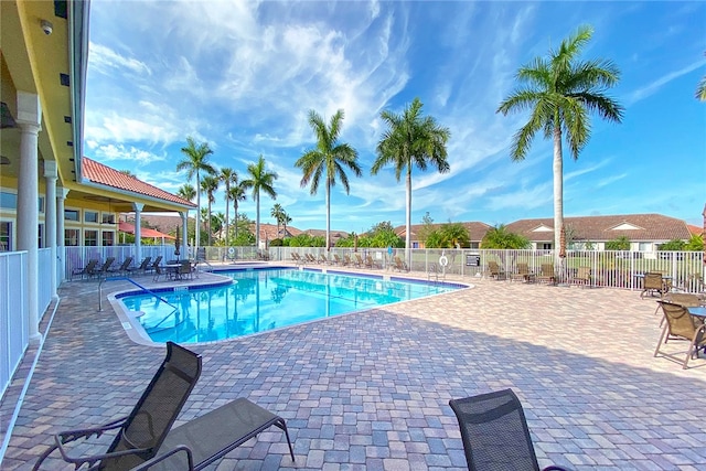 view of pool featuring a patio