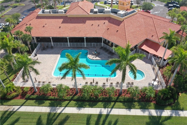 view of swimming pool with a patio