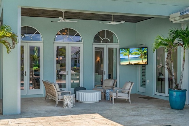 815 Starboard Dr, Vero Beach, FL 32963 - view of patio with french doors and ceiling fan