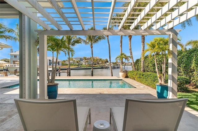 815 Starboard Dr, Vero Beach, FL 32963 - view of pool featuring a pergola, a patio area, and a water view