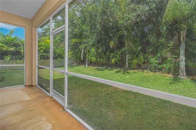 view of unfurnished sunroom