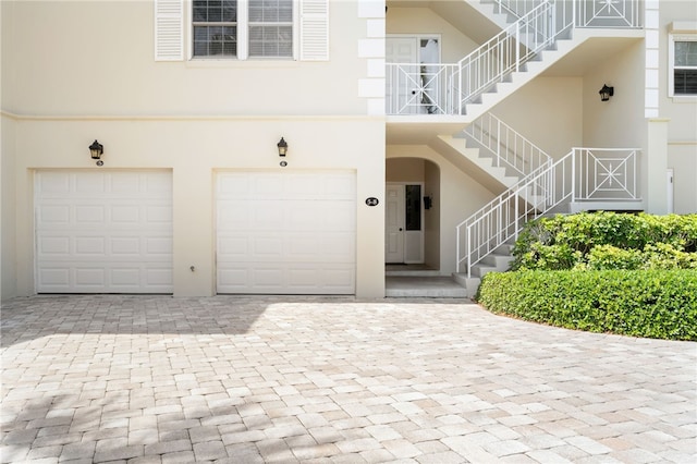 property entrance with a garage