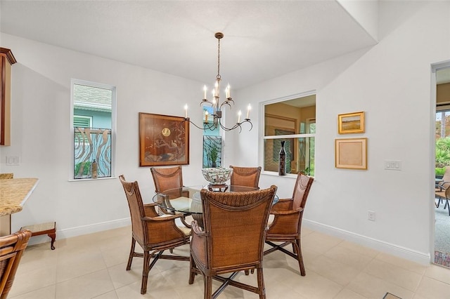 dining room featuring an inviting chandelier